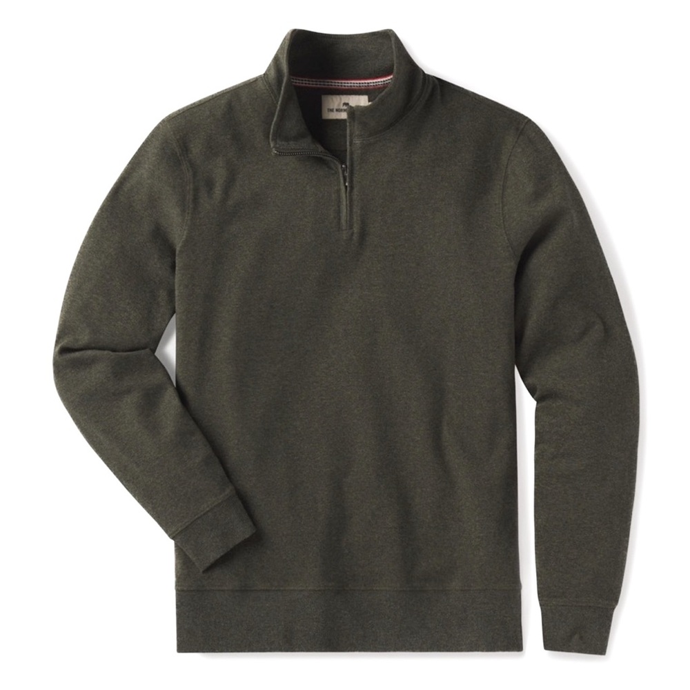 The Normal Brand Puremeso Weekend Quarter Zip in Olive - Picture 5 of 5